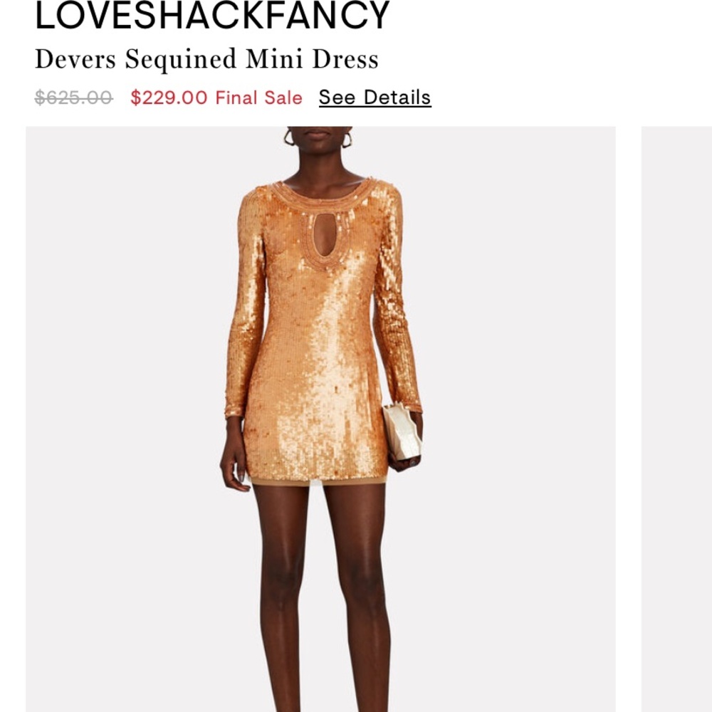 LOVESHACKFANCY Devers Sequined Mini Dress size 0